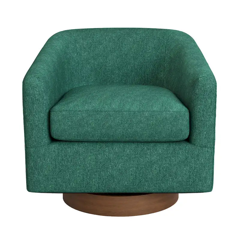 LUE BONA Modern Living Room Armchair Upholstered Wooden Barrel Swivel Accent Chair-23