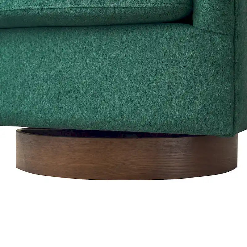 LUE BONA Modern Living Room Armchair Upholstered Wooden Barrel Swivel Accent Chair-28