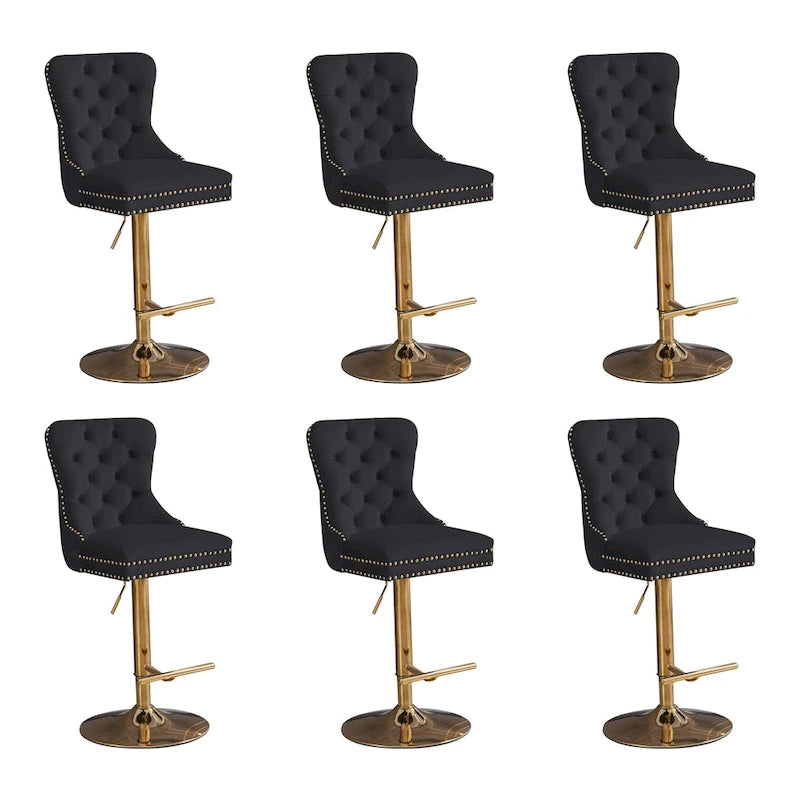 Velvet Swivel Bar Stool with Adjustable Height-9