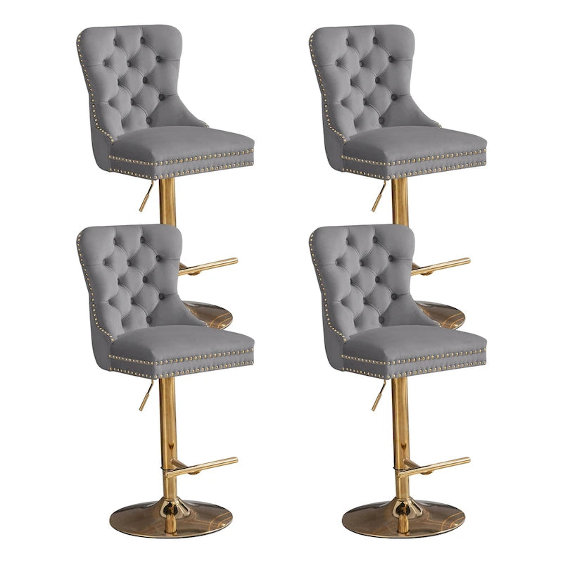 Velvet Swivel Bar Stool with Adjustable Height-13