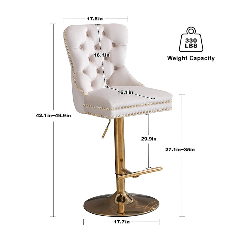 Velvet Swivel Bar Stool with Adjustable Height-20