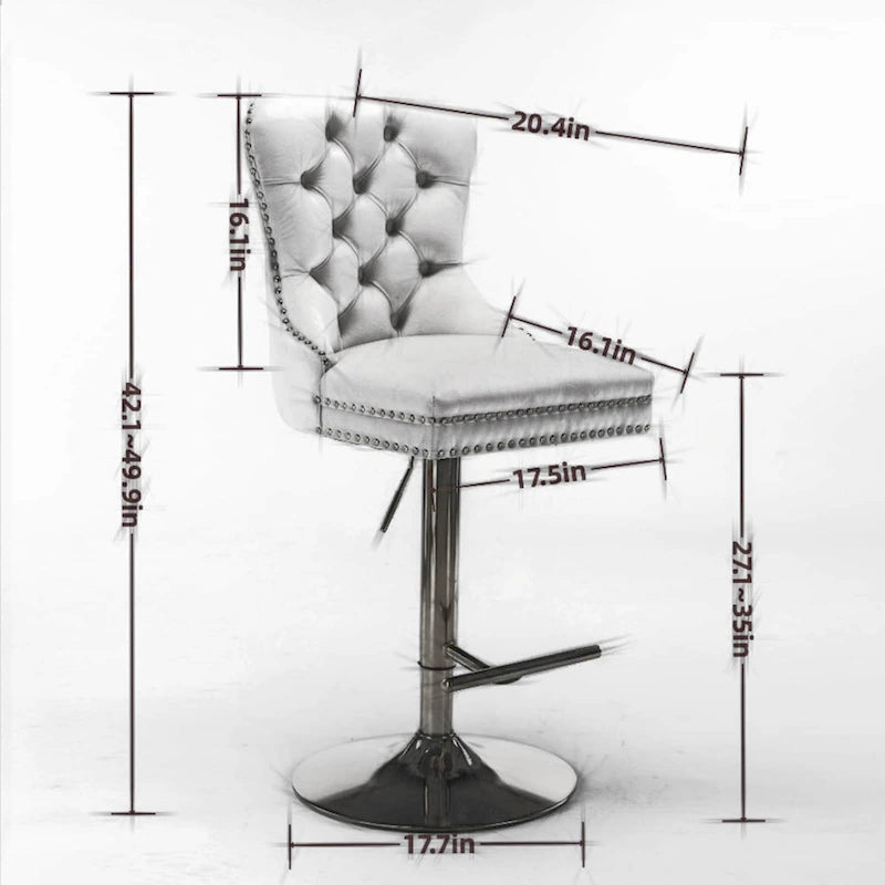 Velvet Swivel Bar Stool with Adjustable Height-22