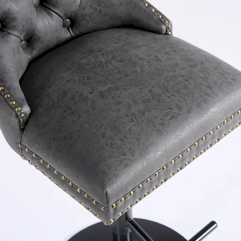 Velvet Swivel Bar Stool with Adjustable Height-28