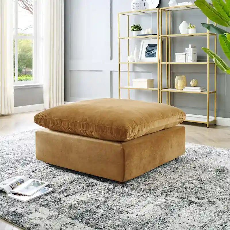 Commix Down Filled Overstuffed Performance Velvet Ottoman-36