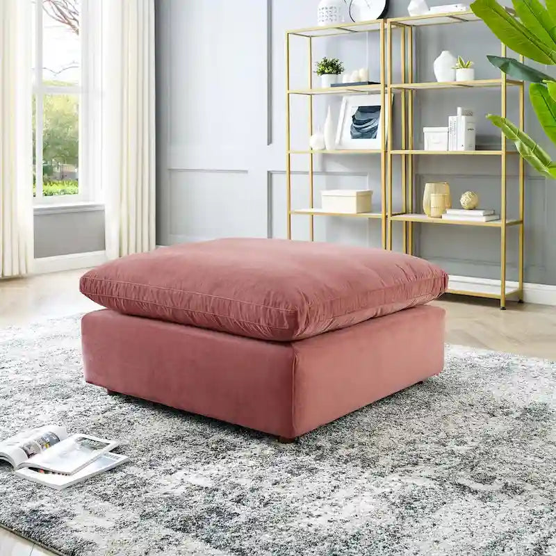 Commix Down Filled Overstuffed Performance Velvet Ottoman-2