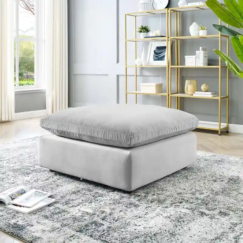 Commix Down Filled Overstuffed Performance Velvet Ottoman-4