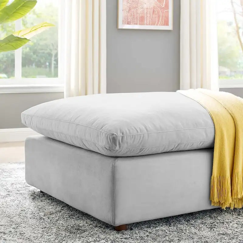 Commix Down Filled Overstuffed Performance Velvet Ottoman-10
