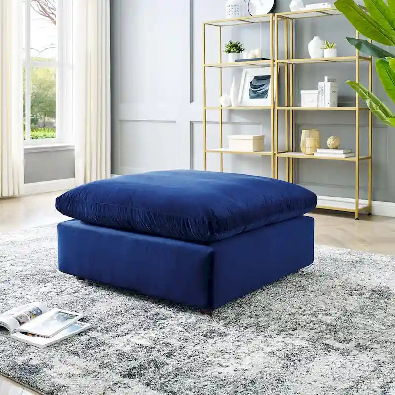 Commix Down Filled Overstuffed Performance Velvet Ottoman-11