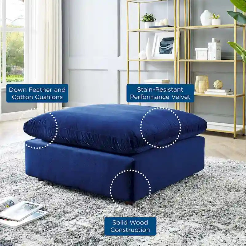 Commix Down Filled Overstuffed Performance Velvet Ottoman-16