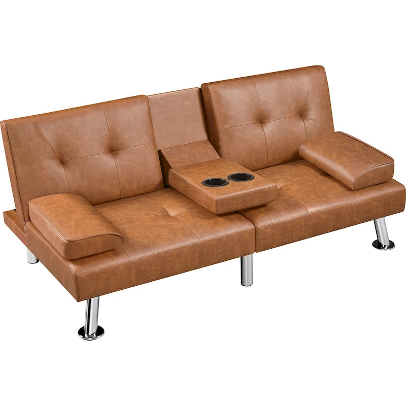 Yaheetech Faux Leather Convertible Futon Sofa Bed 3-In-1 Adjustable Futon Couch-36