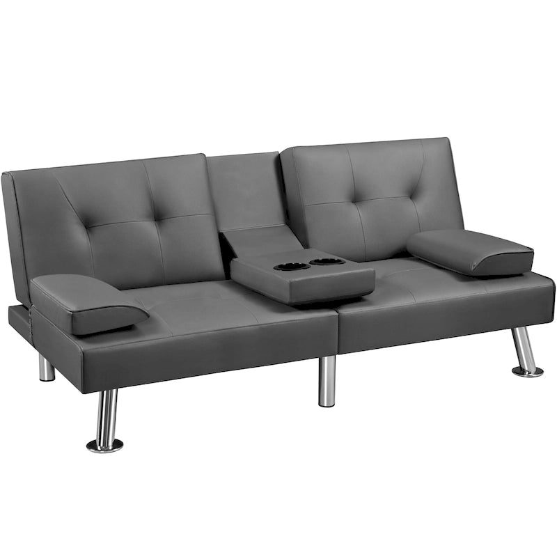 Yaheetech Faux Leather Convertible Futon Sofa Bed 3-In-1 Adjustable Futon Couch-37