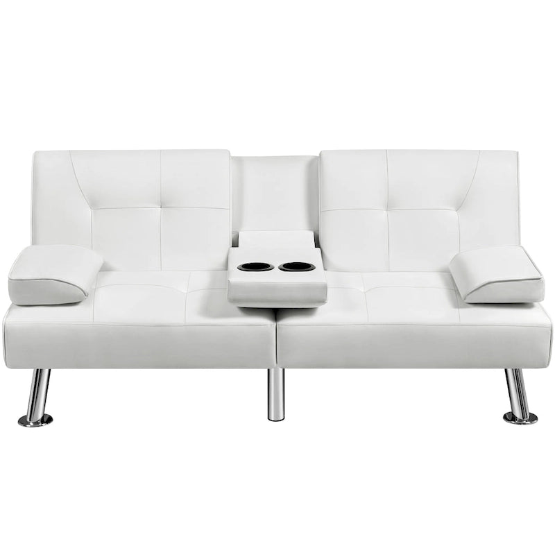 Yaheetech Faux Leather Convertible Futon Sofa Bed 3-In-1 Adjustable Futon Couch