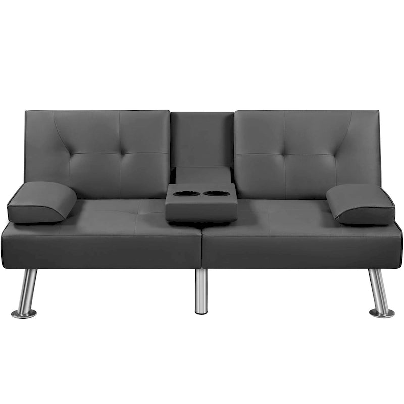 Yaheetech Faux Leather Convertible Futon Sofa Bed 3-In-1 Adjustable Futon Couch-3