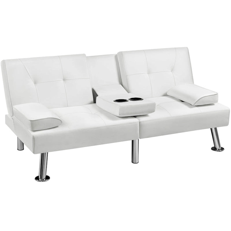 Yaheetech Faux Leather Convertible Futon Sofa Bed 3-In-1 Adjustable Futon Couch-24
