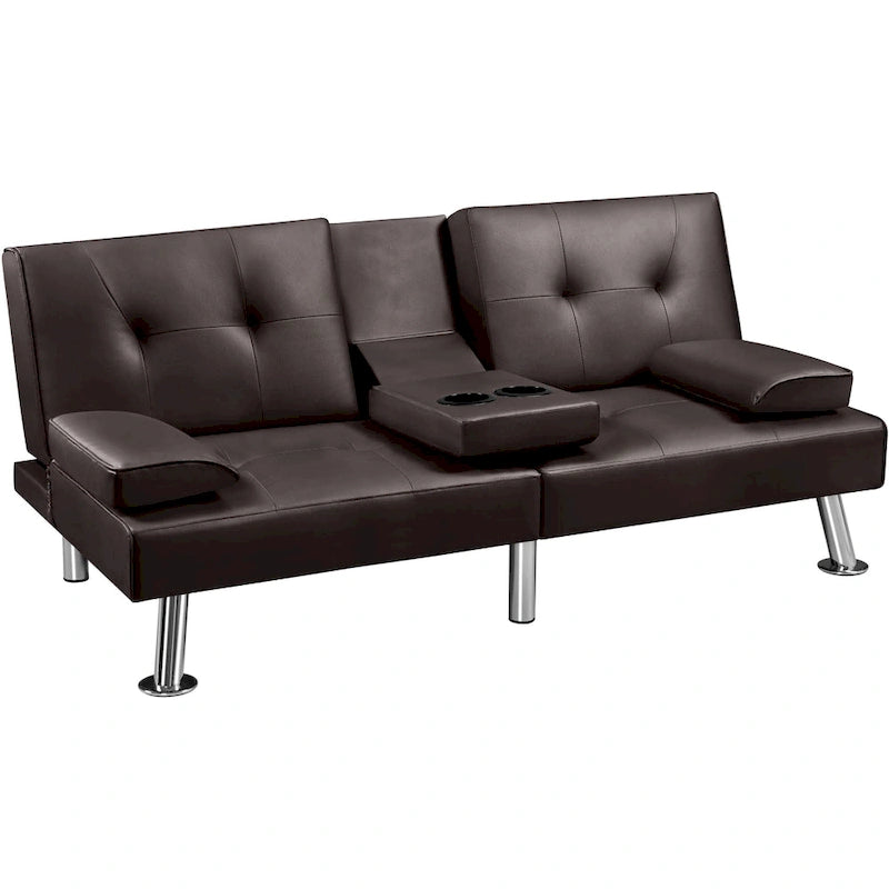 Yaheetech Faux Leather Convertible Futon Sofa Bed 3-In-1 Adjustable Futon Couch-30