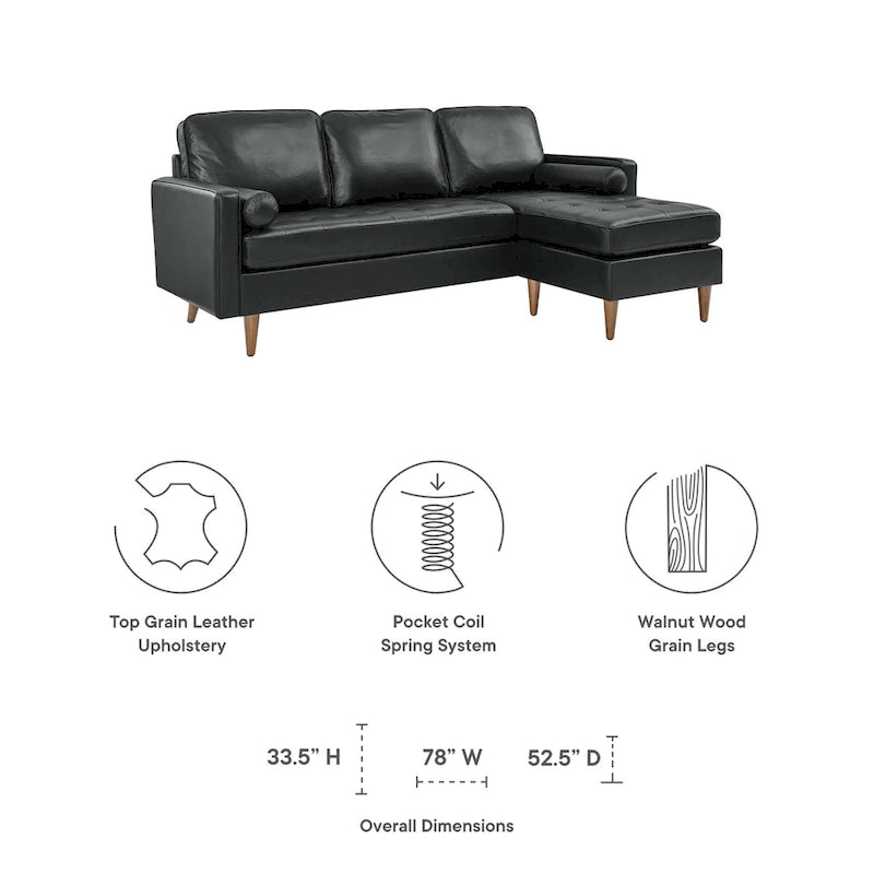 Valour 78 Leather Apartment Sectional Sofa-8