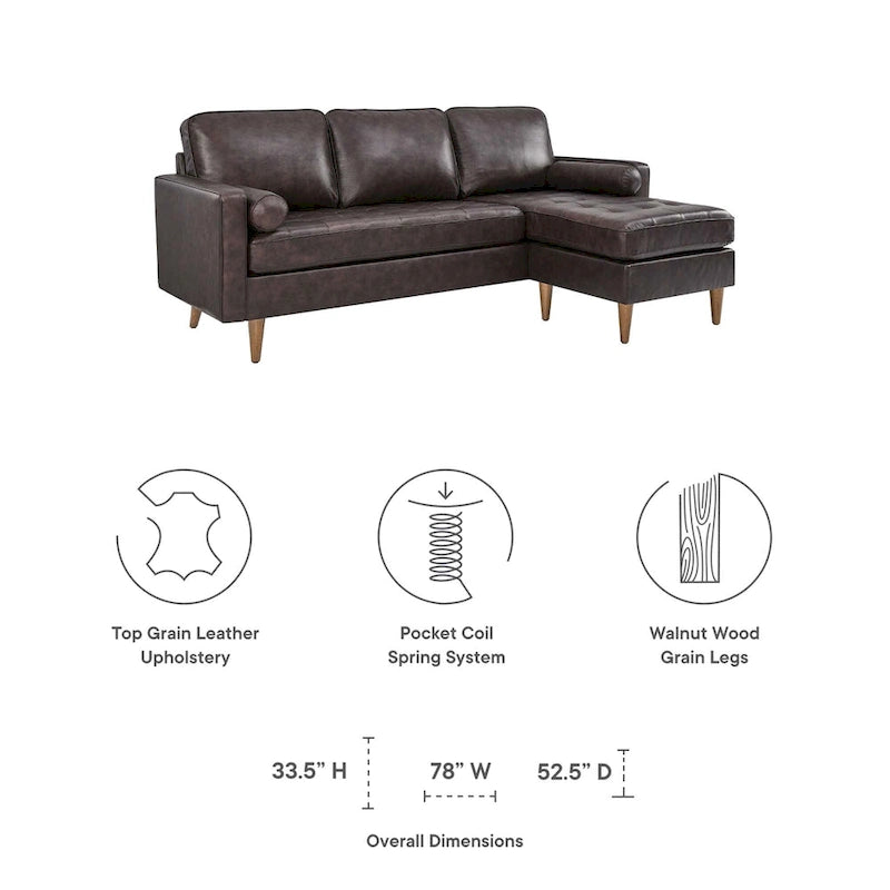 Valour 78 Leather Apartment Sectional Sofa-26