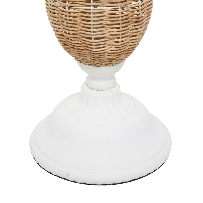 Wood Accent Table with Black Metal and Rattan Base - Brown or White - Roche River Decor-9
