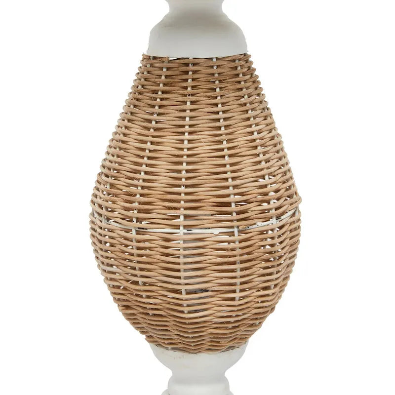 Wood Accent Table with Black Metal and Rattan Base - Brown or White - Roche River Decor-10