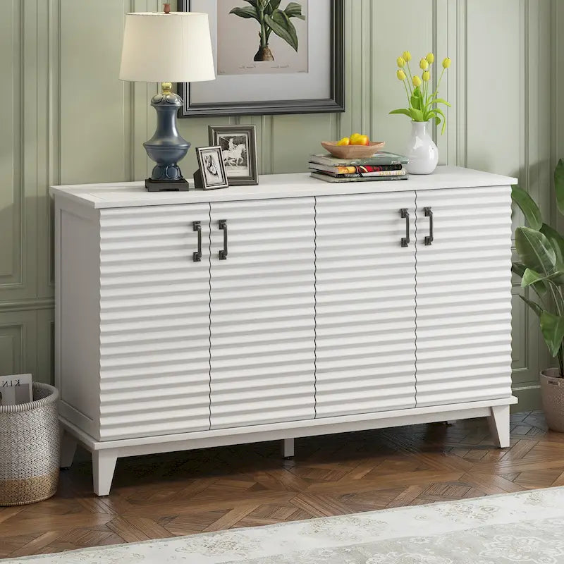 Sideboard with 4 Door Large Storage Buffet with Adjustable Shelves-34