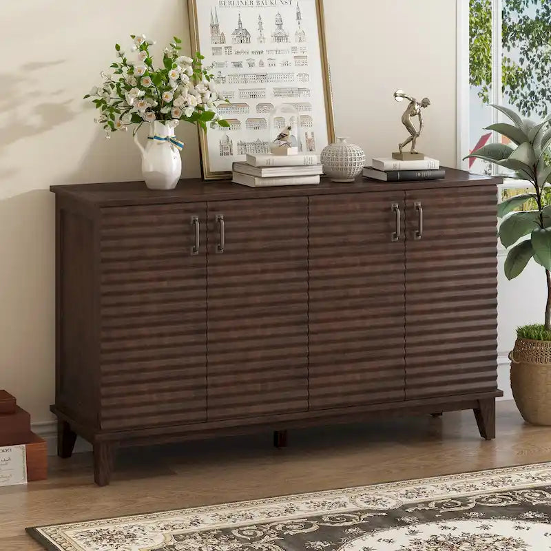 Sideboard with 4 Door Large Storage Buffet with Adjustable Shelves-3