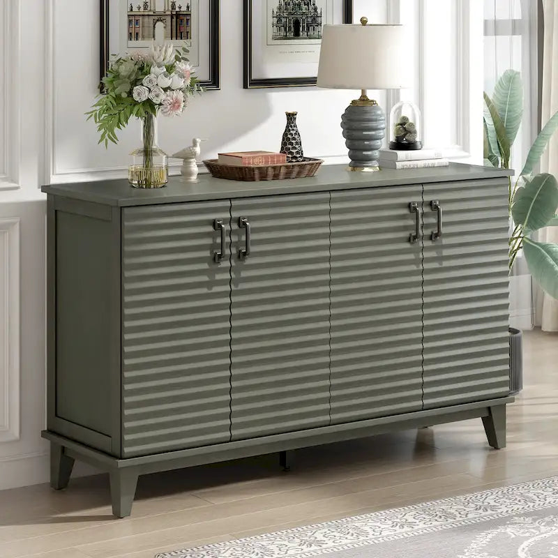 Sideboard with 4 Door Large Storage Buffet with Adjustable Shelves-4