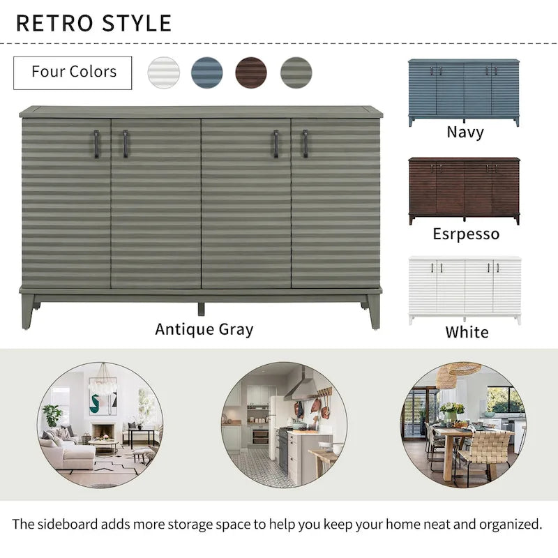 Sideboard with 4 Door Large Storage Buffet with Adjustable Shelves-7