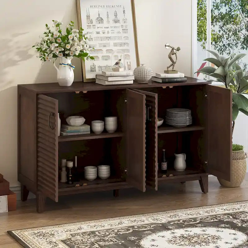 Sideboard with 4 Door Large Storage Buffet with Adjustable Shelves-13