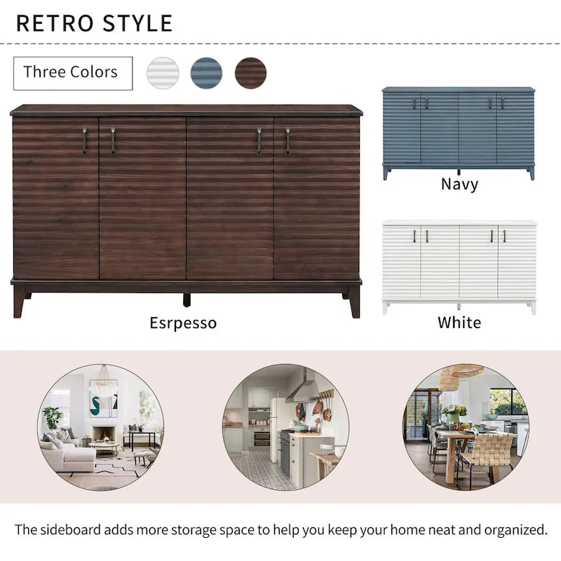 Sideboard with 4 Door Large Storage Buffet with Adjustable Shelves-14