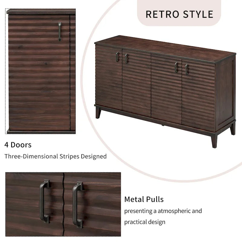 Sideboard with 4 Door Large Storage Buffet with Adjustable Shelves-15