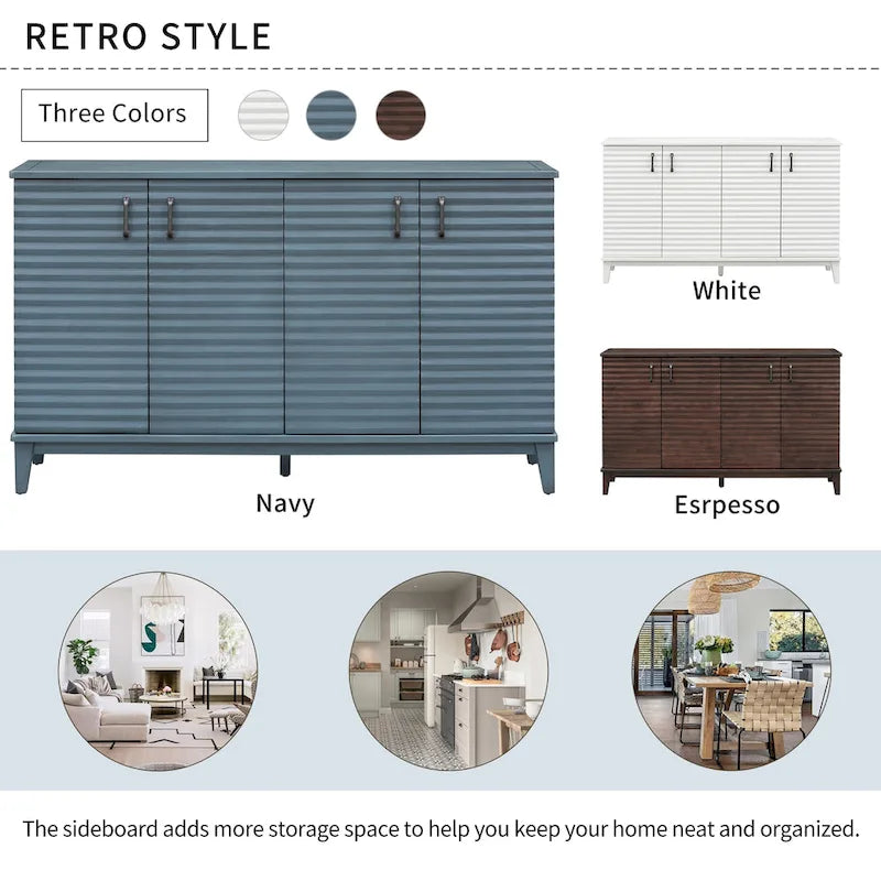 Sideboard with 4 Door Large Storage Buffet with Adjustable Shelves-21