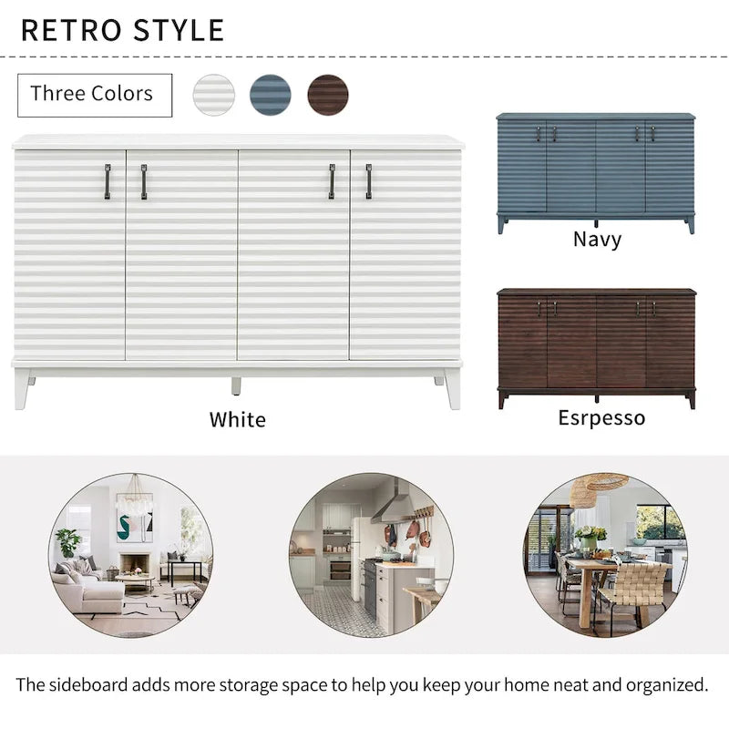 Sideboard with 4 Door Large Storage Buffet with Adjustable Shelves-28