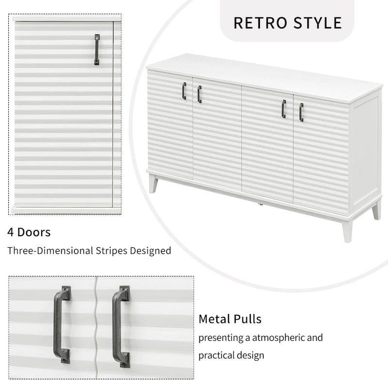 Sideboard with 4 Door Large Storage Buffet with Adjustable Shelves-29