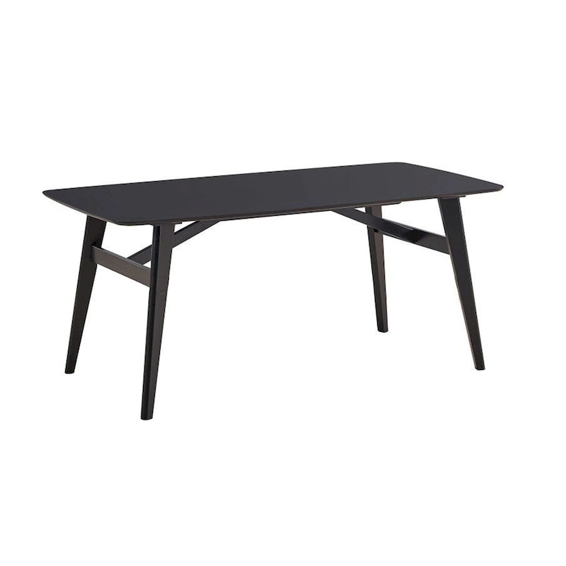 Iora 71 Inch Dining Table, Industrial Style, Rounded Corners, Black Wood-2