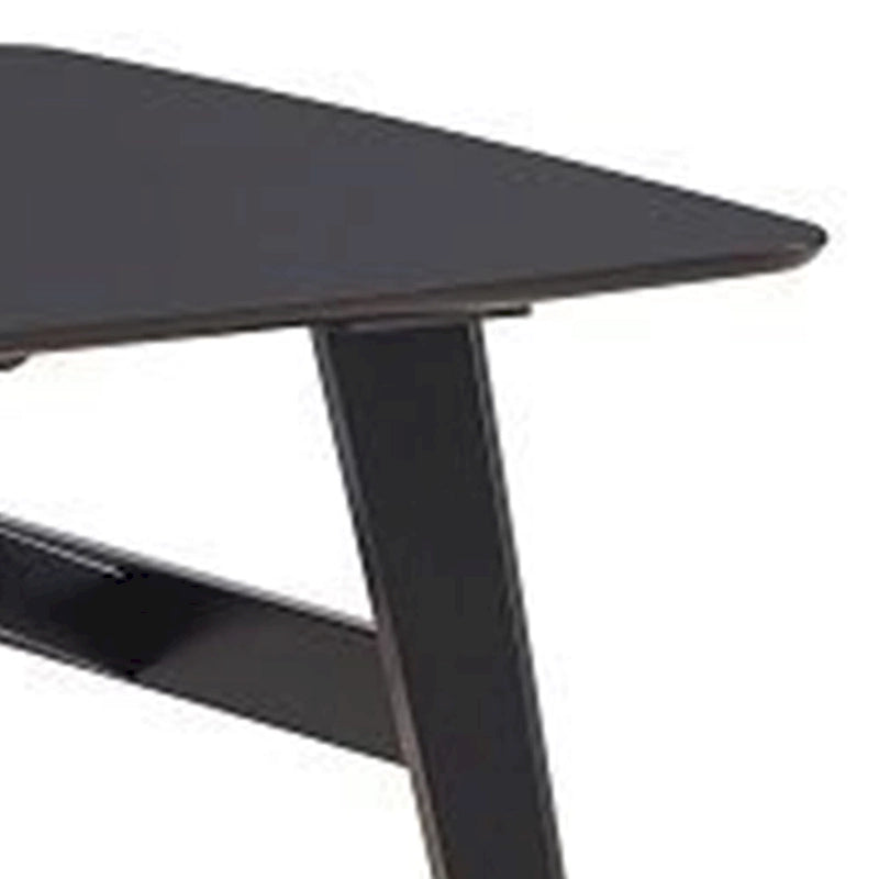 Iora 71 Inch Dining Table, Industrial Style, Rounded Corners, Black Wood-3