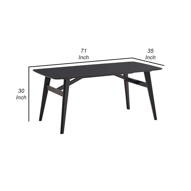 Iora 71 Inch Dining Table, Industrial Style, Rounded Corners, Black Wood-6