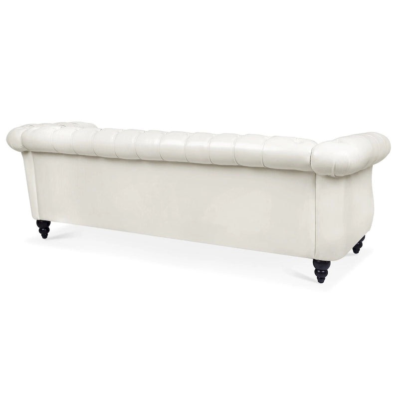 Cream 3-Seater Chesterfield Sofa, 84.65" PU Leather-7