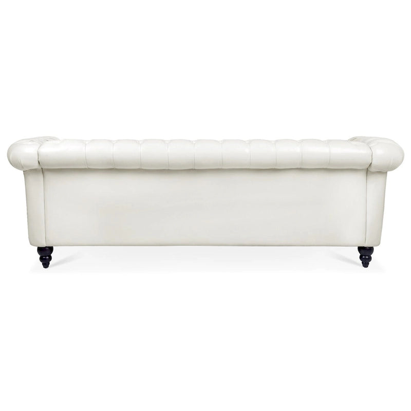 Cream 3-Seater Chesterfield Sofa, 84.65" PU Leather-8