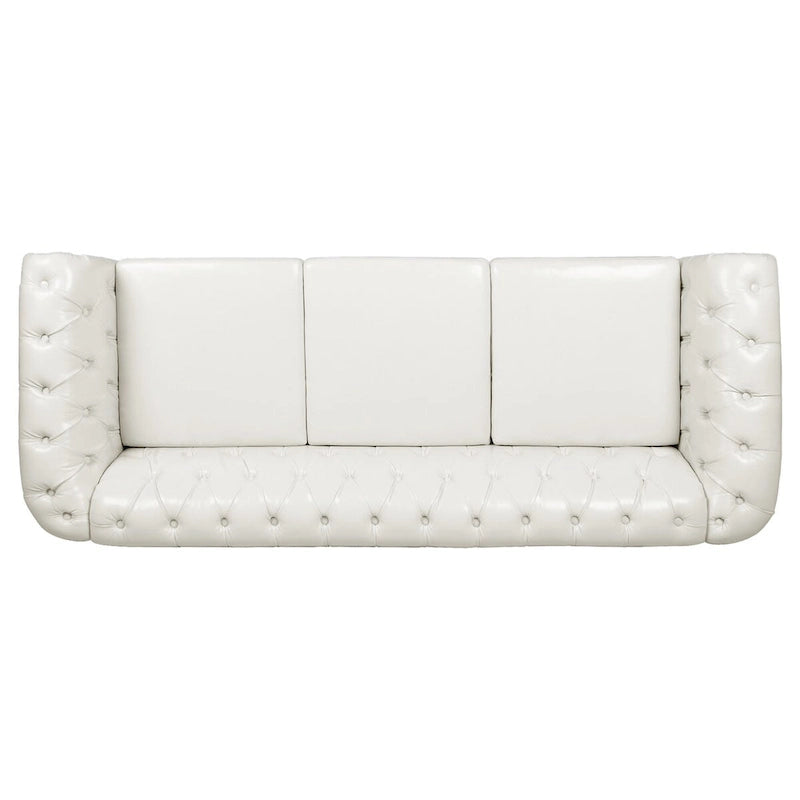 Cream 3-Seater Chesterfield Sofa, 84.65" PU Leather-9