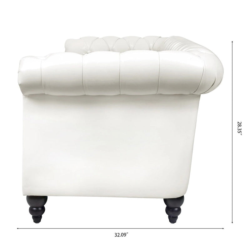 Cream 3-Seater Chesterfield Sofa, 84.65" PU Leather-13