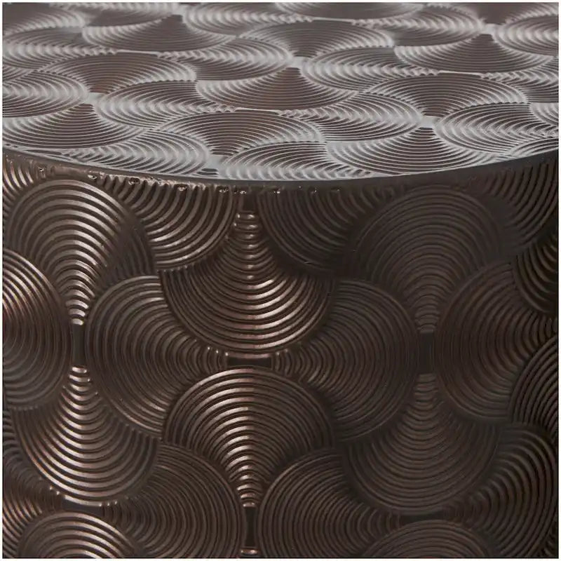 Metal Abstract Tall Slim Pedestal Table with Grooved Shell or Hammered Design - Set of 4 Brown - Roche River Decor-4