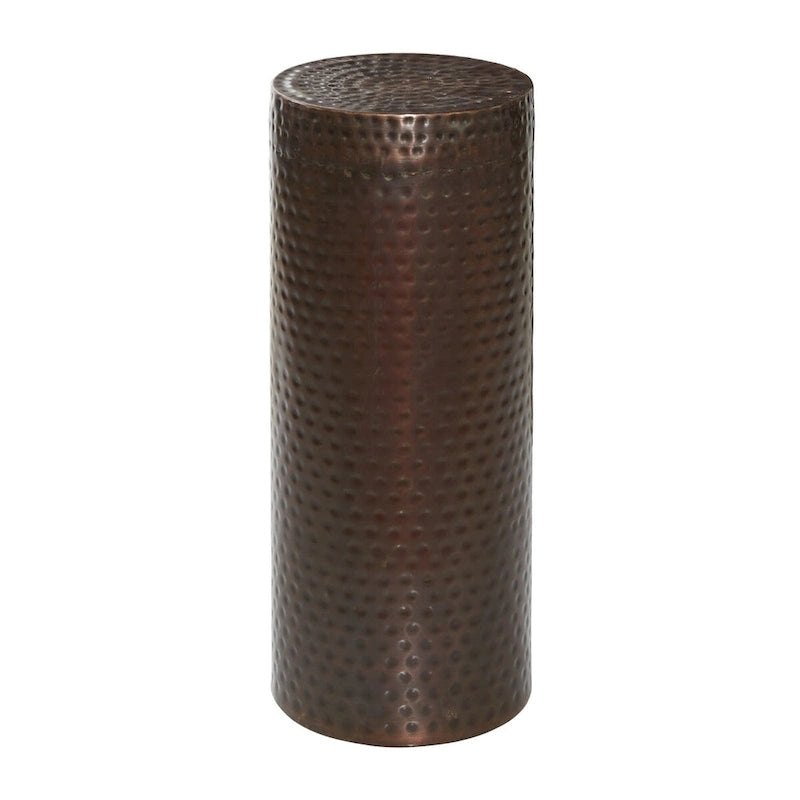 Metal Abstract Tall Slim Pedestal Table with Grooved Shell or Hammered Design - Set of 4 Brown - Roche River Decor-9