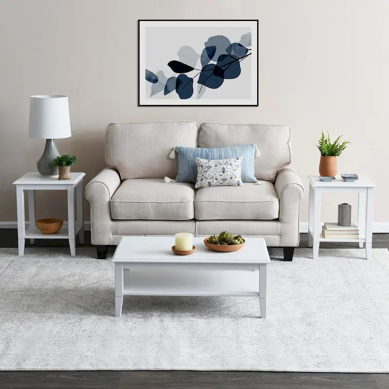 Coffee Table with Storage Shelf and Solid Wood Legs-3