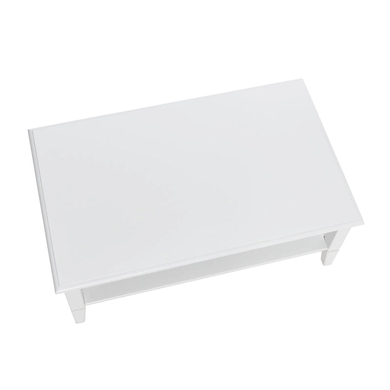 Coffee Table with Storage Shelf and Solid Wood Legs-5