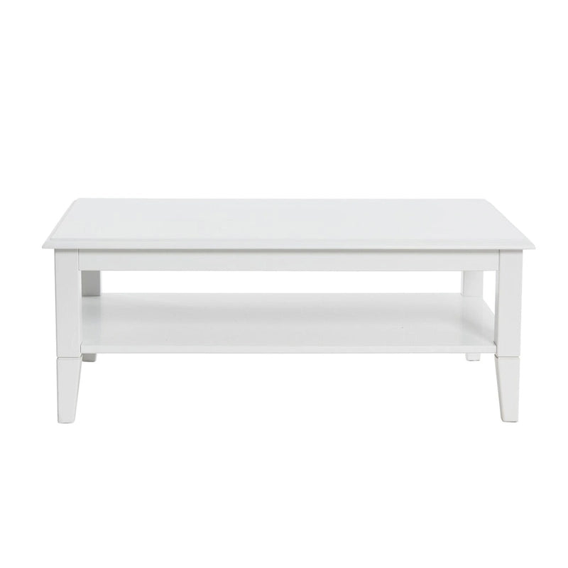 Coffee Table with Storage Shelf and Solid Wood Legs-6