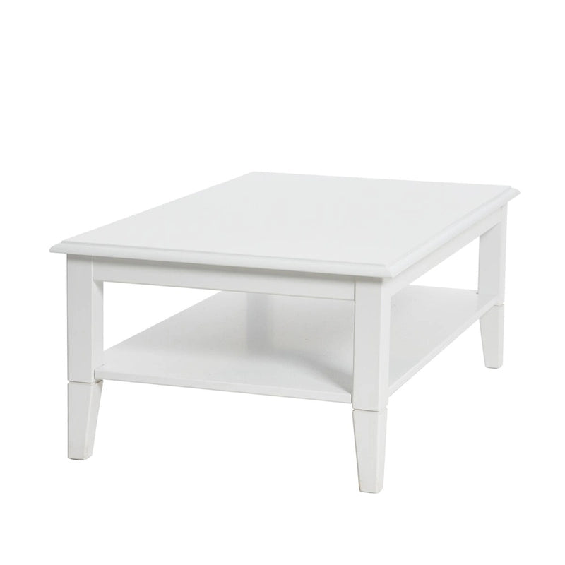 Coffee Table with Storage Shelf and Solid Wood Legs-7