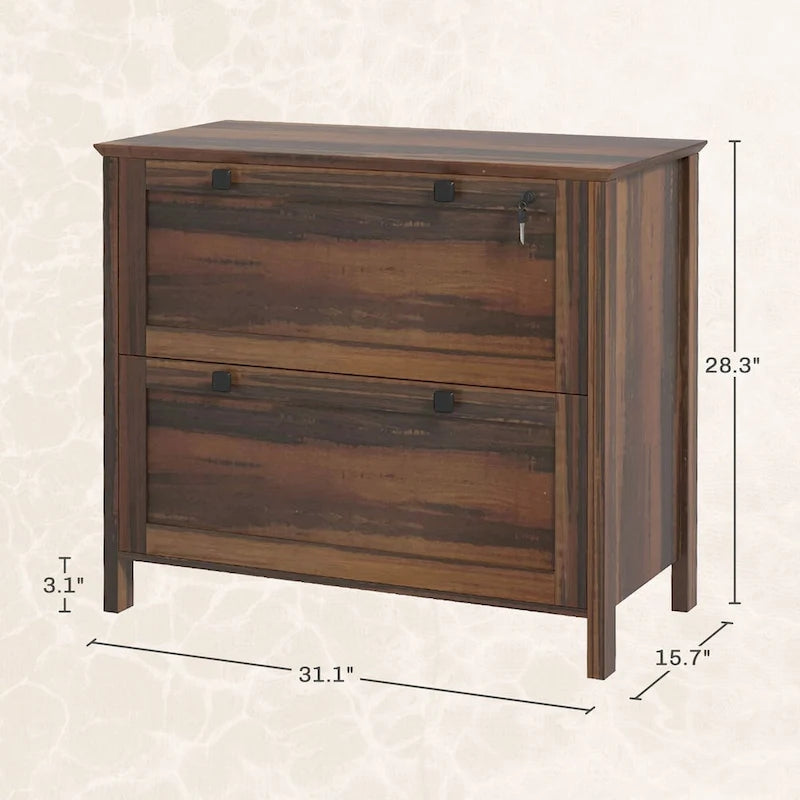 HOMCOM Lateral File Cabinet with 2 Drawers for Home Office, Filing Cabinet with Lock, Adjustable Hanging Bar for Letter, A4-14