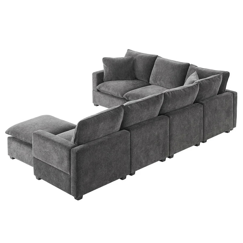 Nestfair Modern U Shape Modular Sofa 7 Seat Chenille Sectional Couch Set with 2 Pillows Included-3