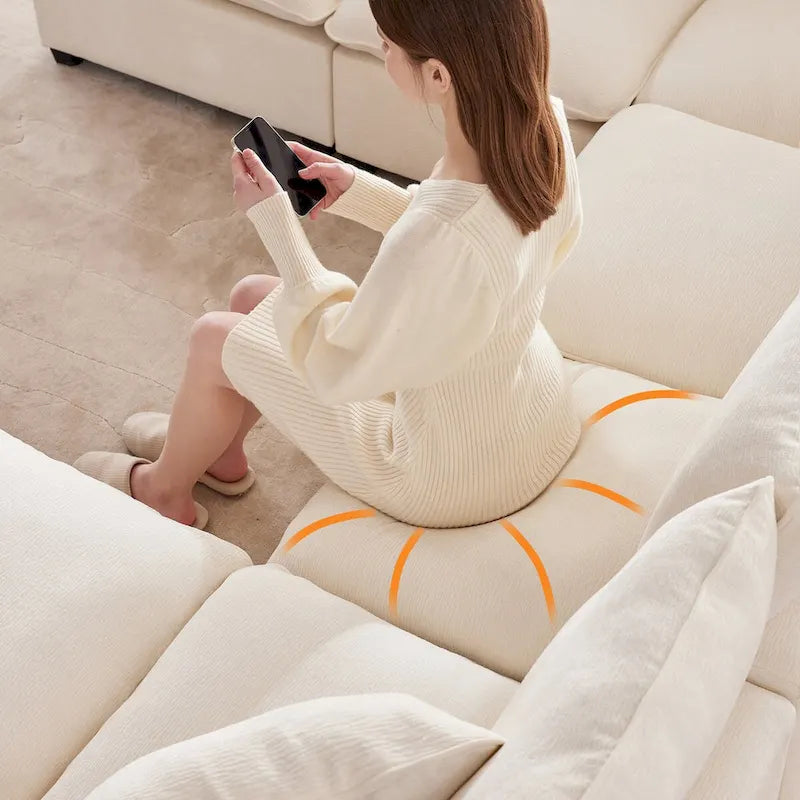 Nestfair Modern U Shape Modular Sofa 7 Seat Chenille Sectional Couch Set with 2 Pillows Included-10