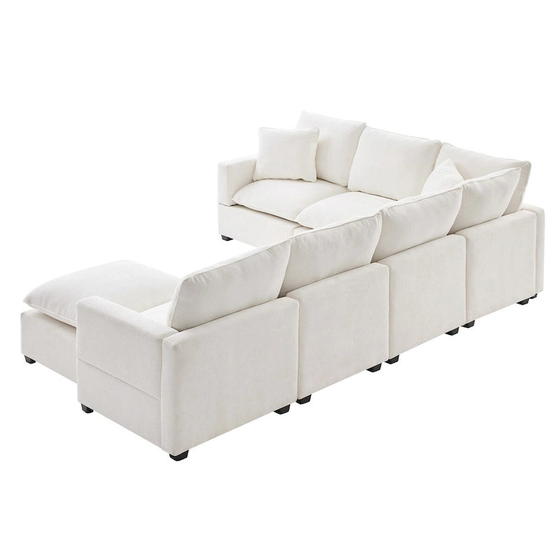Nestfair Modern U Shape Modular Sofa 7 Seat Chenille Sectional Couch Set with 2 Pillows Included-12